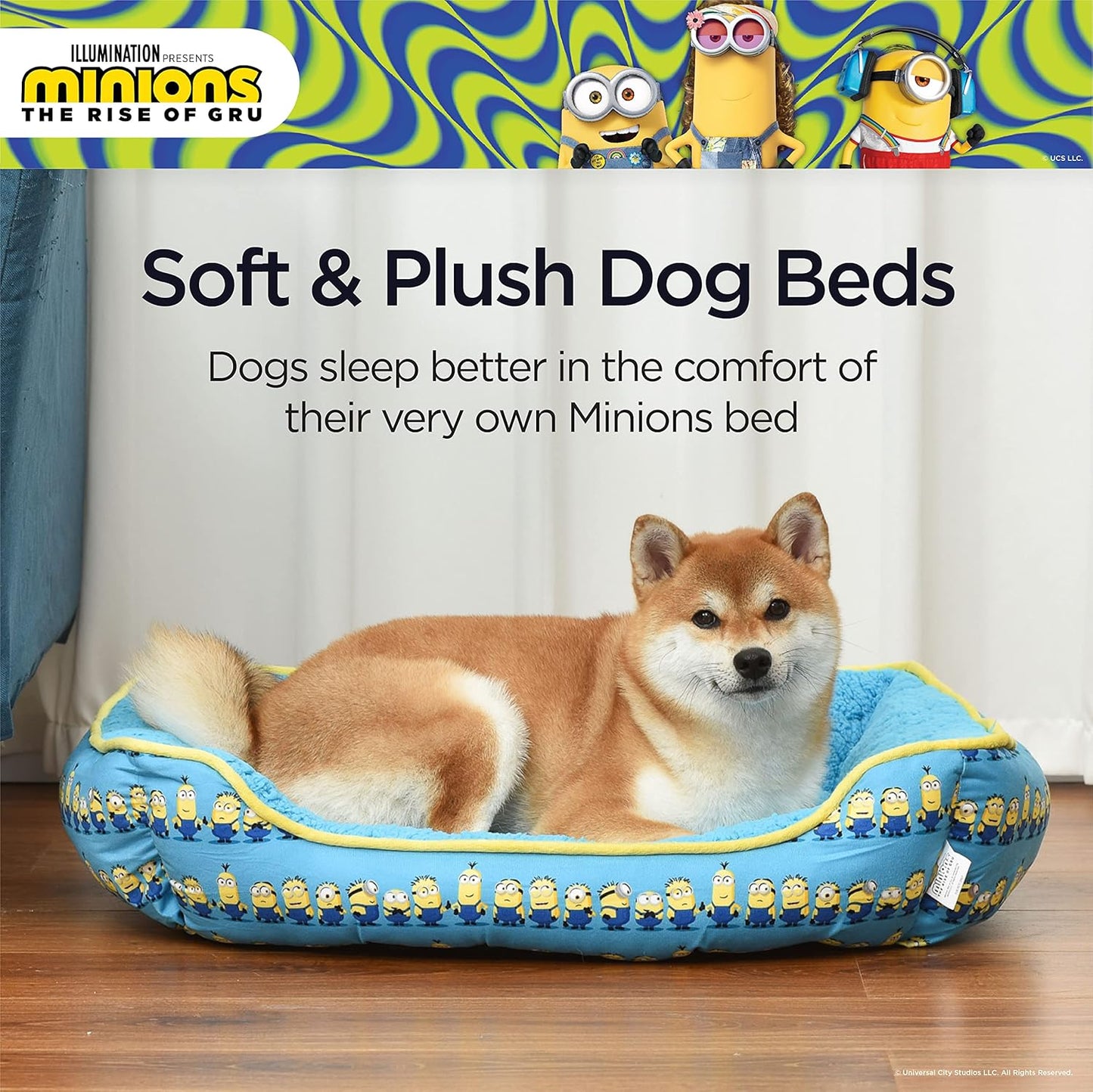 Dog Cuddler Bed,  in a Row, 24"X19"X8" | Washable Dog Bed| Gifts for  Fans and Their Pets | Officially Licensed Pet Product from Universal Studios