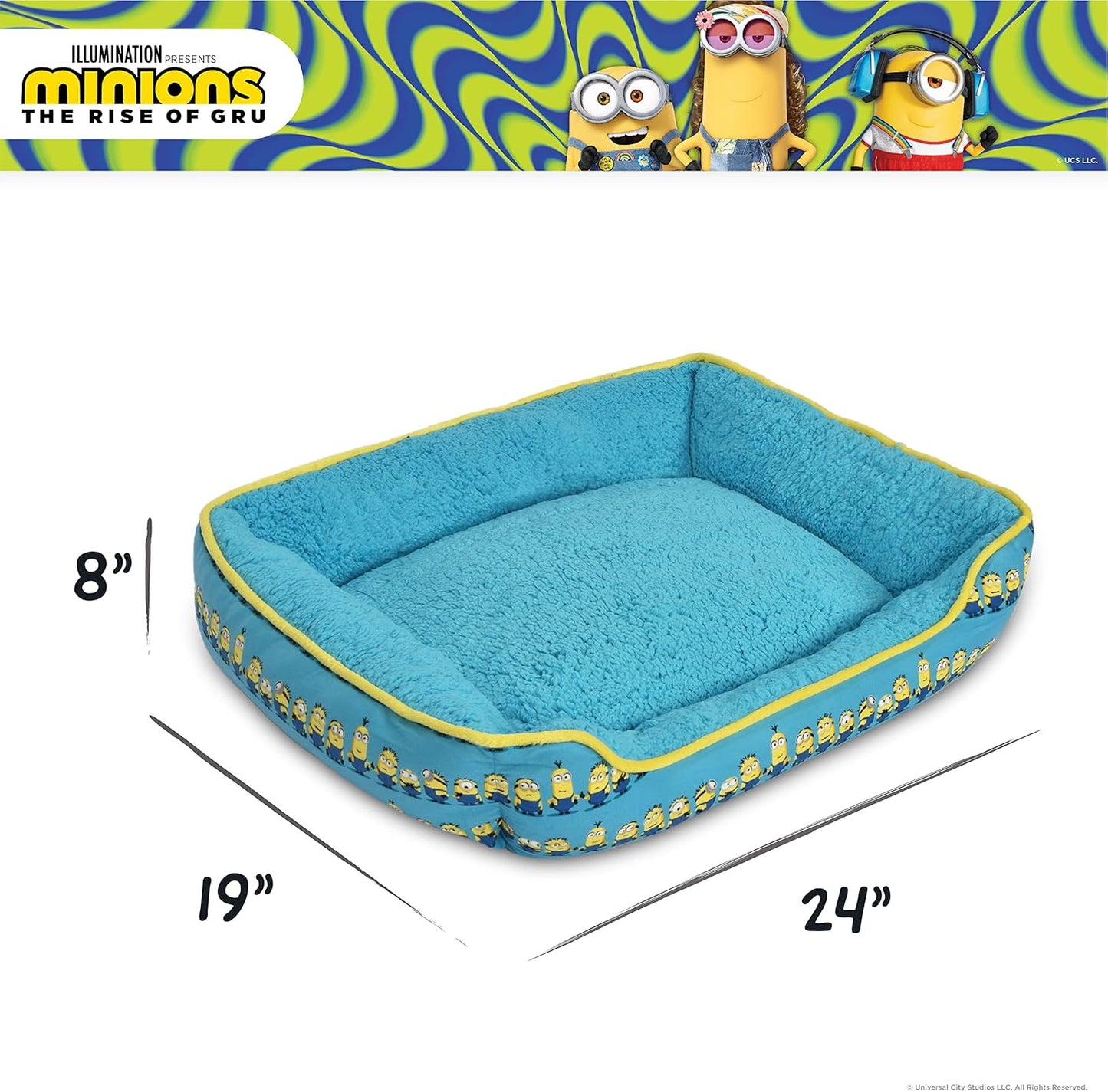 Dog Cuddler Bed,  in a Row, 24"X19"X8" | Washable Dog Bed| Gifts for  Fans and Their Pets | Officially Licensed Pet Product from Universal Studios