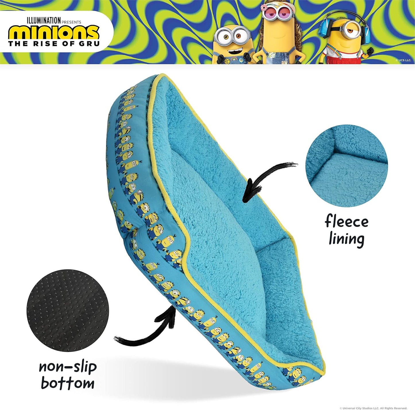 Dog Cuddler Bed,  in a Row, 24"X19"X8" | Washable Dog Bed| Gifts for  Fans and Their Pets | Officially Licensed Pet Product from Universal Studios